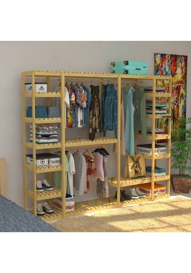 Megalo - Açık Ahşap Elbise Dolabı , Gardırop