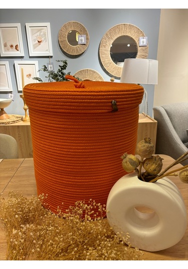 Victor Çok Amaçlı Düzenleyici Kapaklı Sepet,kapaklı Saksılık, Kapaklı Organizer 36x40 - Büyük Boy Turuncu