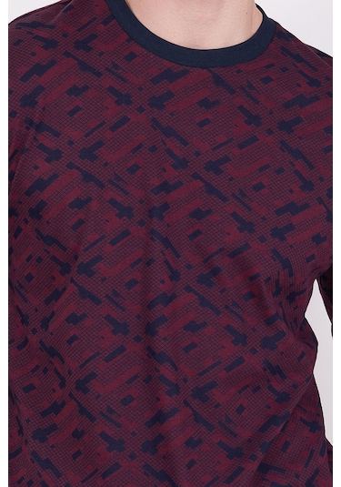 Arnetta Bisiklet Yaka Bordo Erkek Uzun Kol Pijama Takım