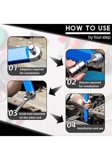 Xurunkeji Ofset Uzatma Anahtarı, 15 İnç Dar Alan Uzatma Anahtarı Seti, Dar Alanlar İçin Evrensel Sıfır Derece Cırcır Aleti