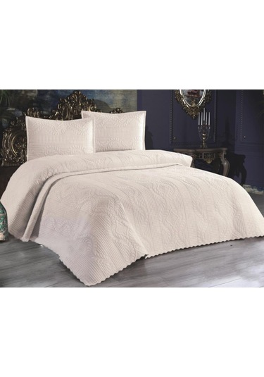 Ultrasonik Kapitoneli Sena Çift Kişilik Yatak Örtüsü Açık Cappuci