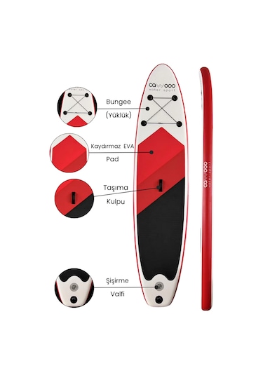 Cawooo Sup Şişme Sörf Tahtası Stand Up Paddle Board 78 320 15 Cm Kırmızı