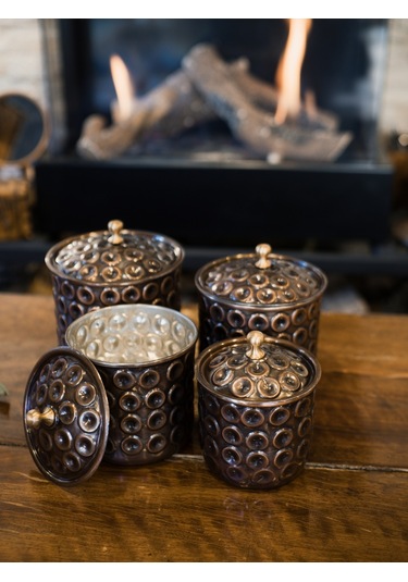 Bakır Baharat Takımı Gamzeli Model Oksitli Renk 4 Oksit Bakır