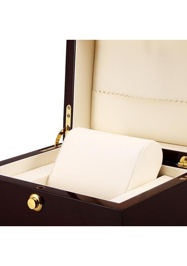 Homyl Klasik Masif Ahşap Saat Bilezik Kılıfı Bileklik Saklama Siyah