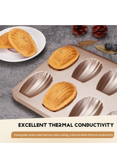 Sointeresting 12 Bardak Kabuk Şeklinde Yapışmaz Madeleine Tava Karbon Çelik Kalıp Pişirme Kalıbı Araçları Altın