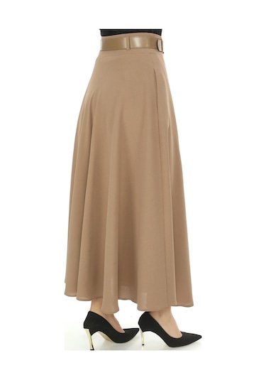 Soralline Kadın Kloş Etek 779 Nohut Vizon