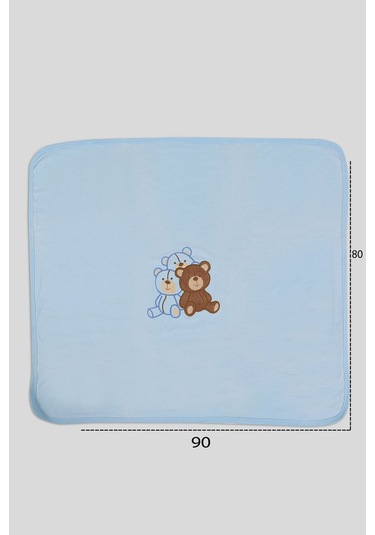 %100 Pamuklu Yenidoğan Çift Katlı Penye Bebek Battaniyesi Sb 512 Mavi