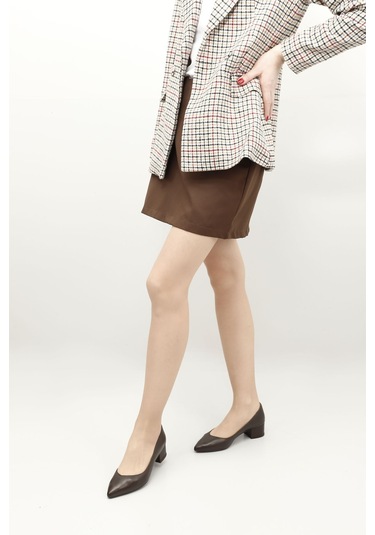 Gönderi R Kadın Kahve Antik Kısa Kalın Topuklu Hakiki Deri Ayakkabı Gdza13425172 Kahve