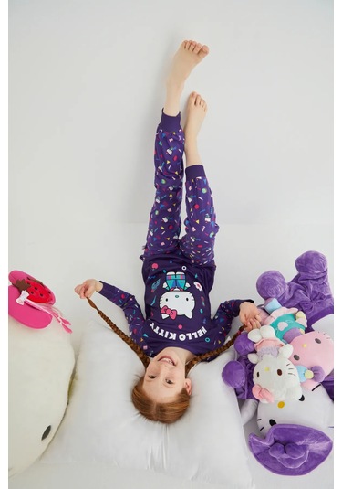 Hello Kitty Kız Çocuk Kız Uzun Kol 100% Pamuklu Pijama Takımı Renklı