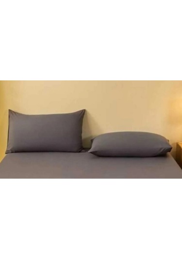 2 Adet Pamuklu 50x70 Cm Yastık Kılıfı Antrasit