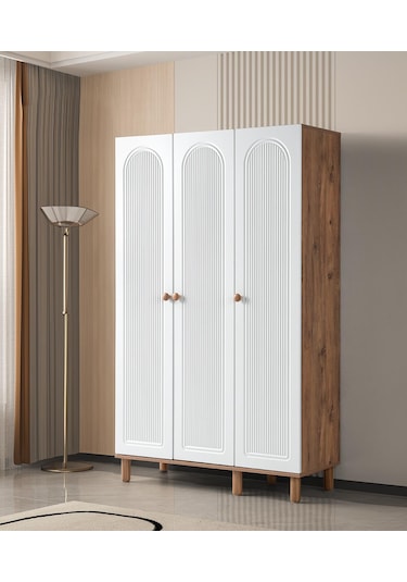 Bohem Çiğdem 3 Kapaklı Çekmeceli Elbise Dolabı Gardrop 120cm