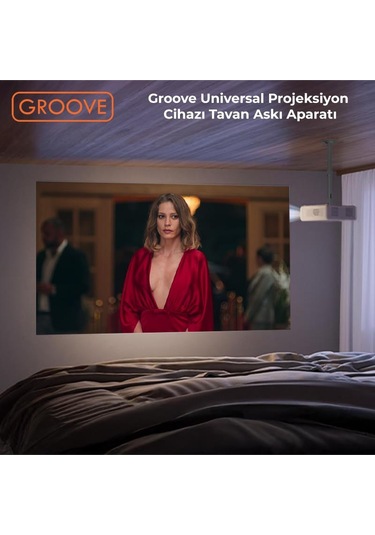 Vankyo Groove 30-60cm Alüminyum Projeksiyon Cihazı Tavan Askı Aparatı Duvar Bağlantı Aparatı Universal Projector Siyah 360 Dönebilen Tripod Yuvalı