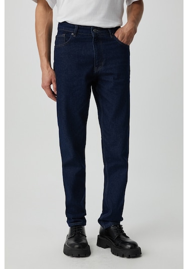 BRUNO Erkek Regular Fit Rahat Kesim Kalın Dokulu Yıkama Efektli Magic Denim Koyu Mavi Jeans