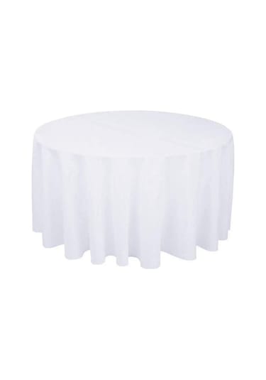 Düğün İçin Düz Renk Masa Örtüsü Yuvarlak Polyester Dayanıklı Masa Örtüsü Çap 160cm Beyaz Diğer