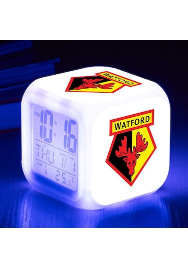 Dianziye Premier Lig Desenli Led Renkli Dijital Alarm Saat - Ev Kullanıma Uygun Kolay Kullanımlı 21 Numara Kare Model Alarm Saat