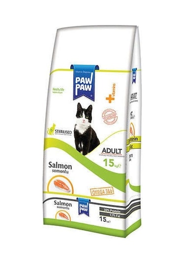 Paw Paw Sterilised Somonlu Kısırlaştırılmış Yetişkin Kedi Maması 15 KG
