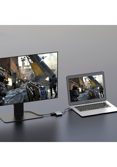 Hdmı / Vga / Audio Hub Adaptörüne 3'ü 1 Usb