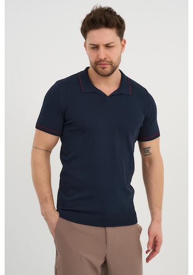 Alexander Gardi Alexandergardı Resort Yaka Triko T-shirt Lacivert