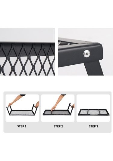 Açık Kamp Hafif Su Geçirmez Katlanır Masa Kendi Kendine Sürüş Seyahat Taşınabilir Barbekü Masası Siyah