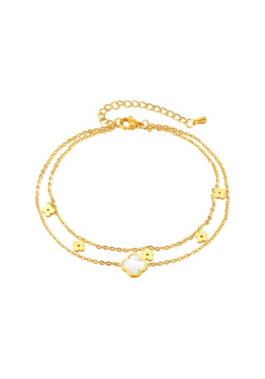 Sones Opk Gz191 İskelet Çiçek Çift Zincir Paslanmaz Çelik Bileklikler Altın