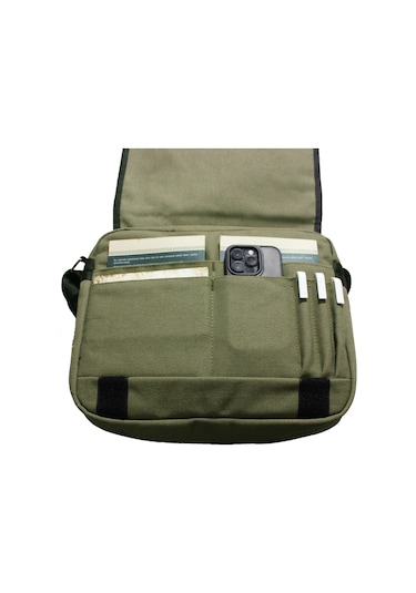 Unısex Kanvas Postacı Çantası Askılı Omuz Çantası Okul Çantası Körüklü Çapraz Çanta Pst01 Haki Yeşil Haki Yeşil