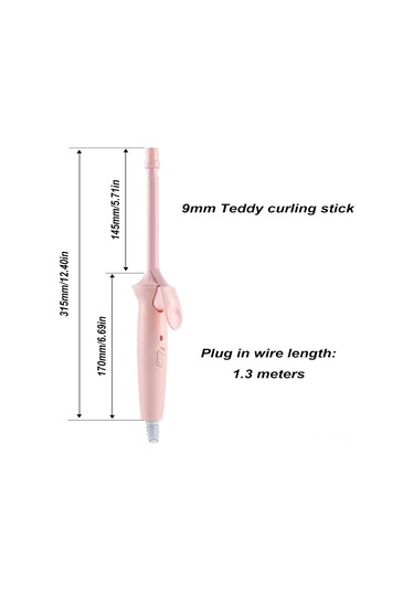 Wezone 9mm Turmalin Seramik Kaplama Mini Kıvırıcı, Hızlı Isınma, Otomatik Kapatma, Negatif İyon, Saç Koruma - Pembe
