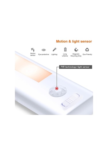 Pazly Mutfak Led Dolap Işığı Hareket Sensörlü 3000-6500k Sıcak Beyaz Beyaz Beyaz