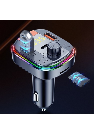Skycity Siyah Oto Bluetooth Mp3 Çalar Fm Transmitter, 7 Renkli Işık, Ellerden Kurtulmuş Arama, Tf Kart/usb Oynatma, Voltaj Tespiti Desteği