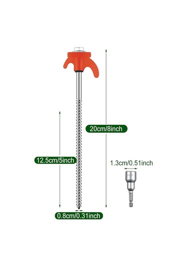 Suntek 8x Çadır Kazıkları Hafif Vida Mandalları Açık Hava Turuncu Ve Gümüş Turuncu - Gümüş