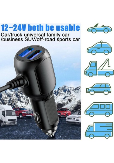 Araç Kamerası Araç Şarj Cihazı 12v - 24v 3.5a 3.5m Dvr Şarj Kablosu Straight Mini Usb