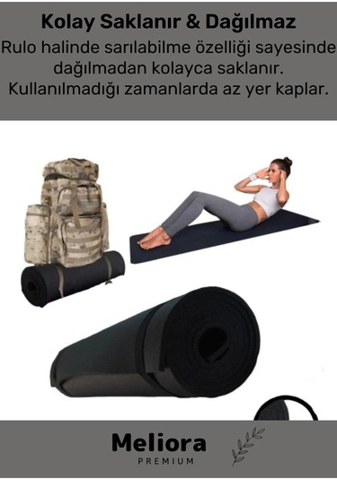 Taşıma Askılı Konfor Modeli Çift Taraflı Kaymaz Yoga Meditasyon Minderi Siyah Mat Çok Renkli