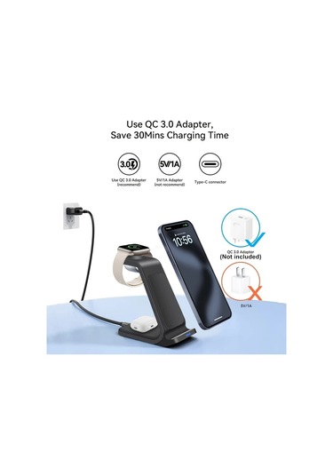 Motion003 Beyaz 1 Adet Fdgao 3u 1 Arada Kablosuz Sarj Istasyonu İphone Uyumlu 16 15 14 Pro Max İwatch Airpods 15w Hizli Sarj Usb C