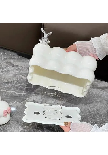 Konesam Pembe Bow 3cm Küçük Boy Keten Şeker Desenli Kağıt Havlu Kutusu - Ev & Restoran Dekoratif Ahşap Desenli Hafif Lüks Depolama Kutusu Diğer