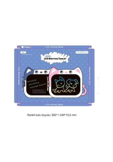 Ccgloball 10 Inç Karikatür Kedi Renkli Lcd Yazı Tahtası Çocuk Grafiti Çizim Tahtasında Lcd Elektronik Işıklı Yazı Tahtası Azur Mavi