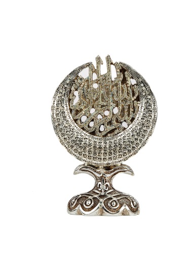 Hilal Lafız Esma'ül Hüsna Ve Besmele Detaylı Biblo Ev Dekorasyon Aksesuarı Gümüş