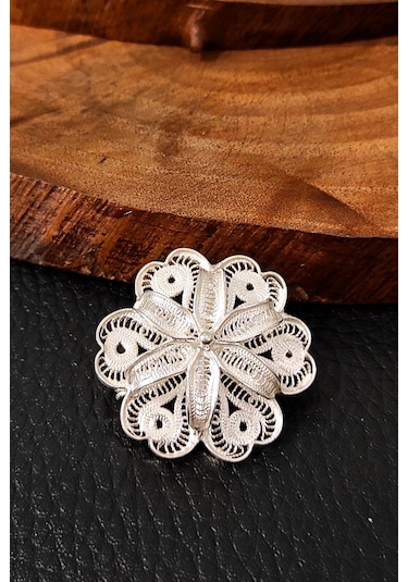 Papatya Broş Midyat Telkari Gümüş Yaka iğnesi Model Aykat Kuyumcu Gümüş