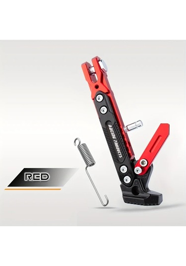 Chuangyinshop 1pc Red Ayarlanabilir Alaşım Motosiklet Yan Sehpası Universal 150kg Kapasite Kıcry
