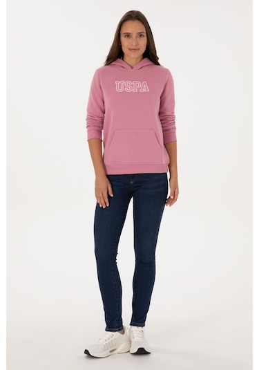 U.S. Polo Assn. Kadın Koyu Pembe Şardonlu Kapüşonlu Basic Sweatshirt 50313566-VR167 U.S. Polo Assn. Kadın Koyu Pembe Şardonlu Kapüşonlu Basic Sweatshirt 50313566-VR167