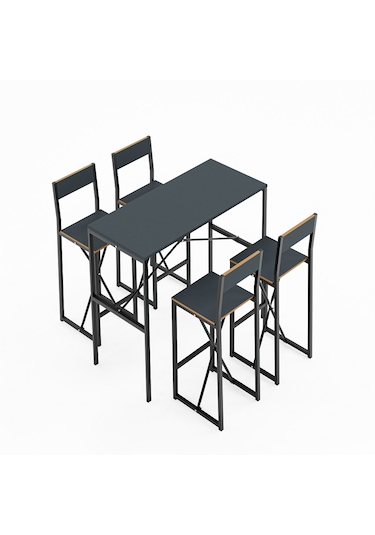 4 Kişilik Gzl Bar Masa Bar Masa Sandalye Takımı Füme 1585