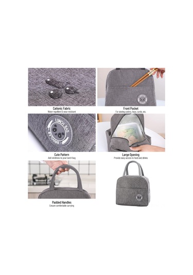 Padalink 6l Kapasiteli Isı Yalıtımlı Bento Çantası - Aluminyum Folyo Içli, Su Geçirmez, El Çantası İle Taşınabilir, Gri Kasyon Gri