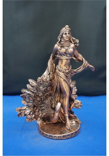 Hera Mitolojik Tanrıça Heykeli 25 Cm Dekoratif Biblo, Ev & Ofis Aksesuarı Bakır