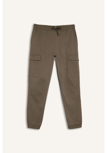 Defacto Regular Fit Beli Bağcıklı Kargo Cepli Jogger Pantolon F4681ax25aukh401 Haki