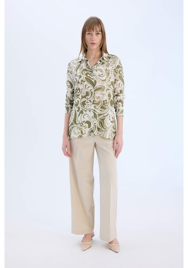 DeFacto Oversize Geniş Kalıp Desenli Uzun Kollu Gömlek Tunik E4347AX25SPKH503