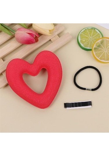Turuncu Kalp Şekli Sünger Bun Maker Örgü Tutucu Büküm Saç Şekillendirici Aracı