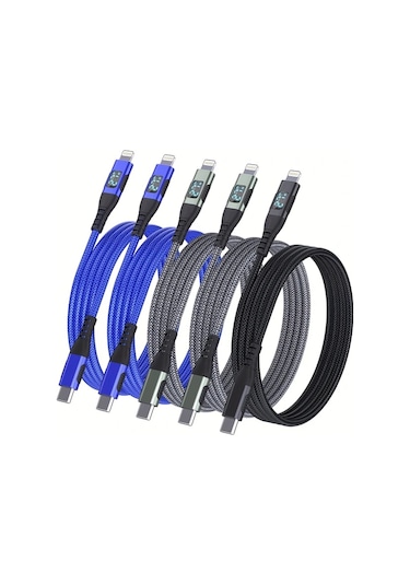 Brightnova Usb C Lightning Kablosu 5 Parça Mavi Yeşil Siyah 2m 6 6ft 78in Hızlı Şarj İphone 14 13 12 11 X Xs Xr 8 Plus İpad Uyumlu