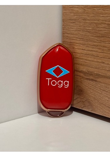 Amblemli Togg T10x-t10f Uyumlu Anahtar Kılıfı Kırmızı-altın