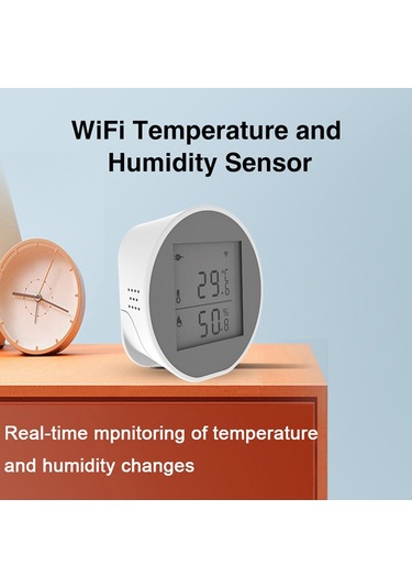 Alexa Ve Google Home İle Uyumlu Yüksek Ve Düşük Sıcaklık Nem Monitörü Beyaz