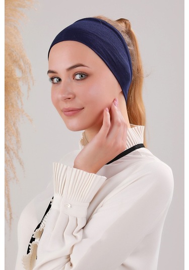 Sihirli Yapışkanlı Kaymayan Bandana Spor Bone Lacivert Lacivert