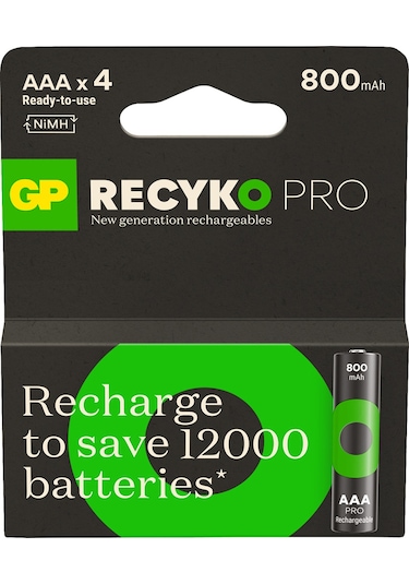 GP ReCyko Pro GP85AAAHCBLL-2U4 800 mAh AAA Ni-MH Şarj Edilebilir İnce Kalem Pil 4'lü