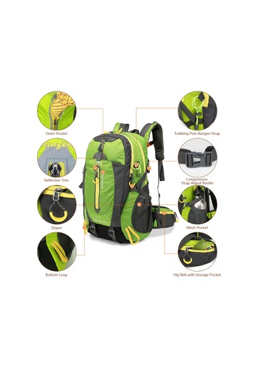 Wezone 40l Ultra Hafif Seyahat Sırt Çantası - Dayanıklı Nylon, 6 Cep, Erkek/kadın İçin Turuncu